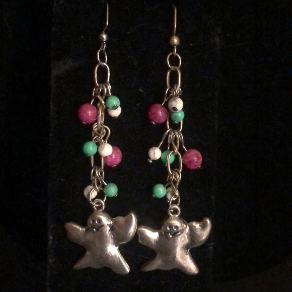 Hand Crafted Jewelry - Ghost & howlite earrings Halloween